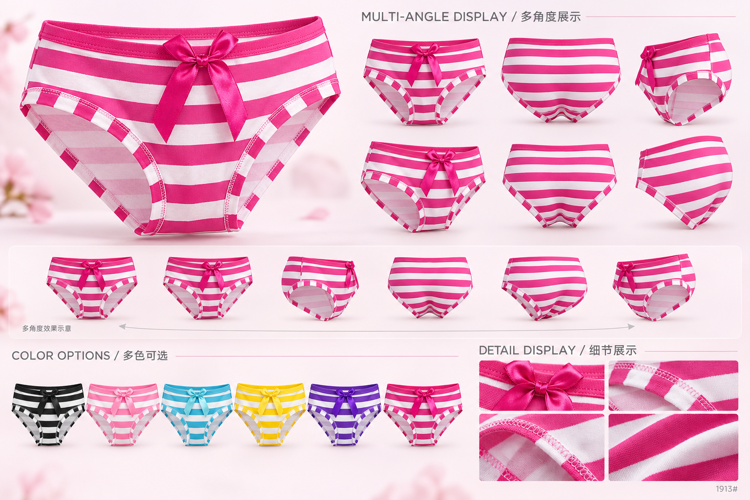 Women Striped Bowknot Underwear 1913