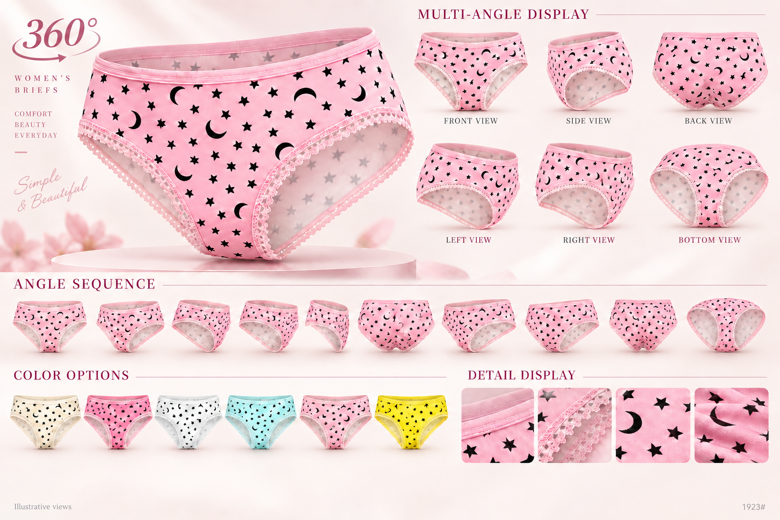 Women Star Moon Print Underwear 1923