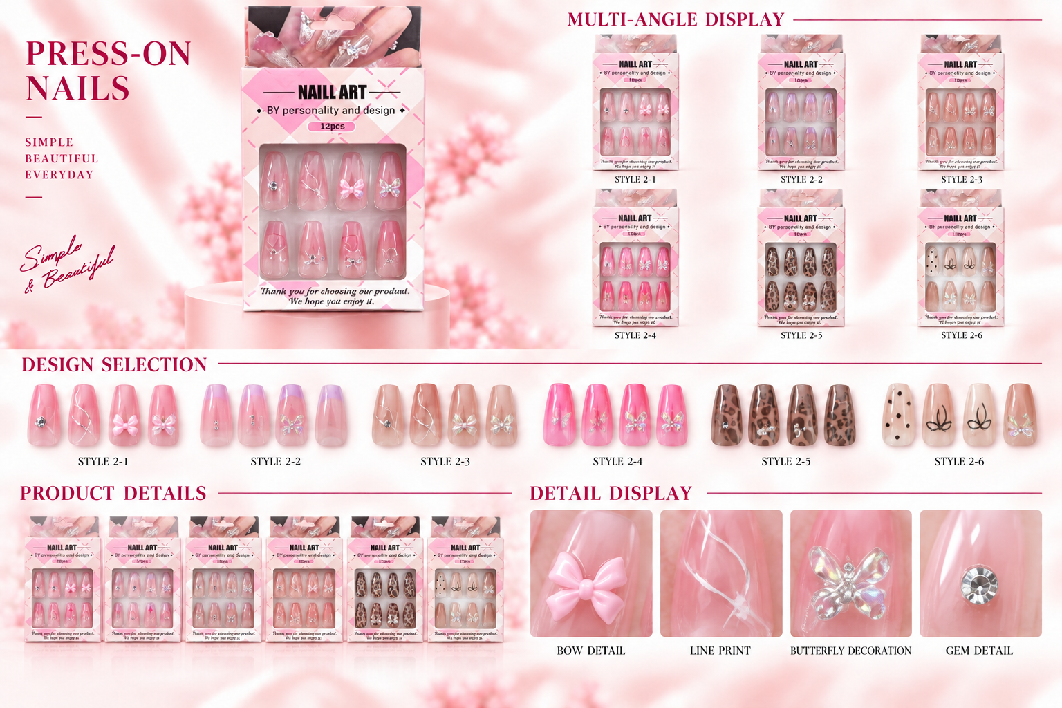 Boxed Press-on Nails Assorted Styles