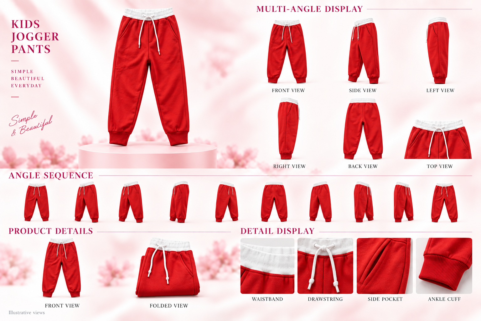 Kids Red Jogger Tracksuit Pants