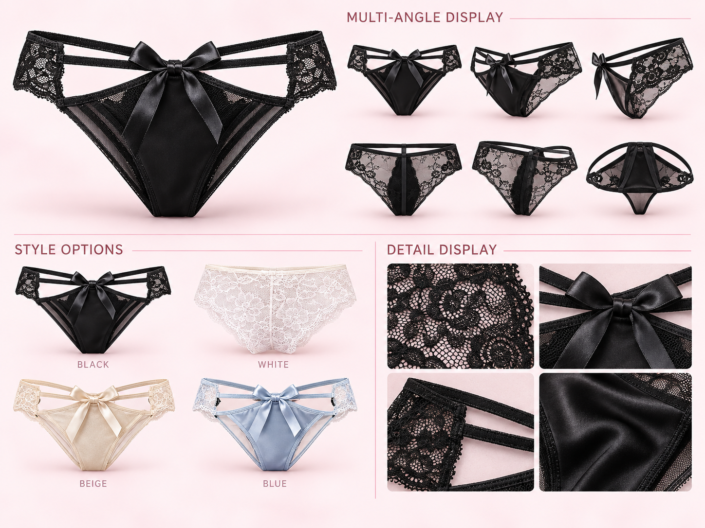 Women's Lace Bow Panties - Assorted Colors