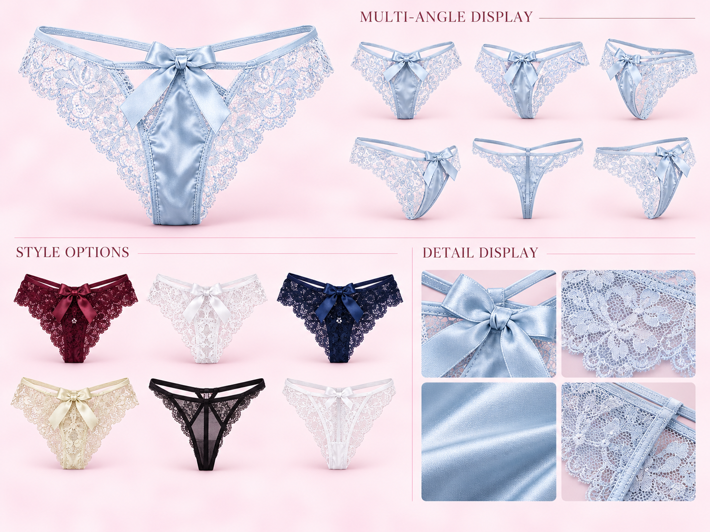 Women's High Waist Lace Satin Panties - Assorted Colors