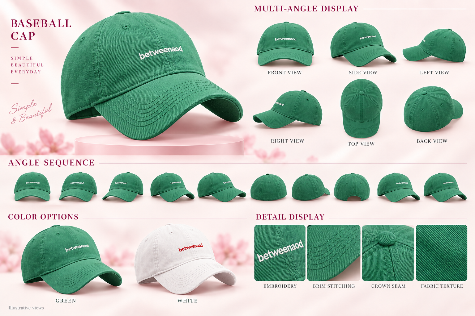 Casual Embroidered Baseball Caps - Green and White