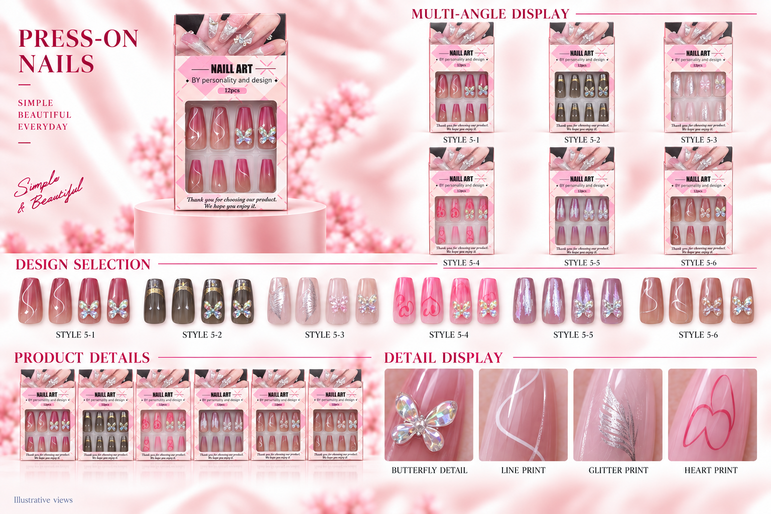 Natural Style Boxed Press-on Nails Assorted
