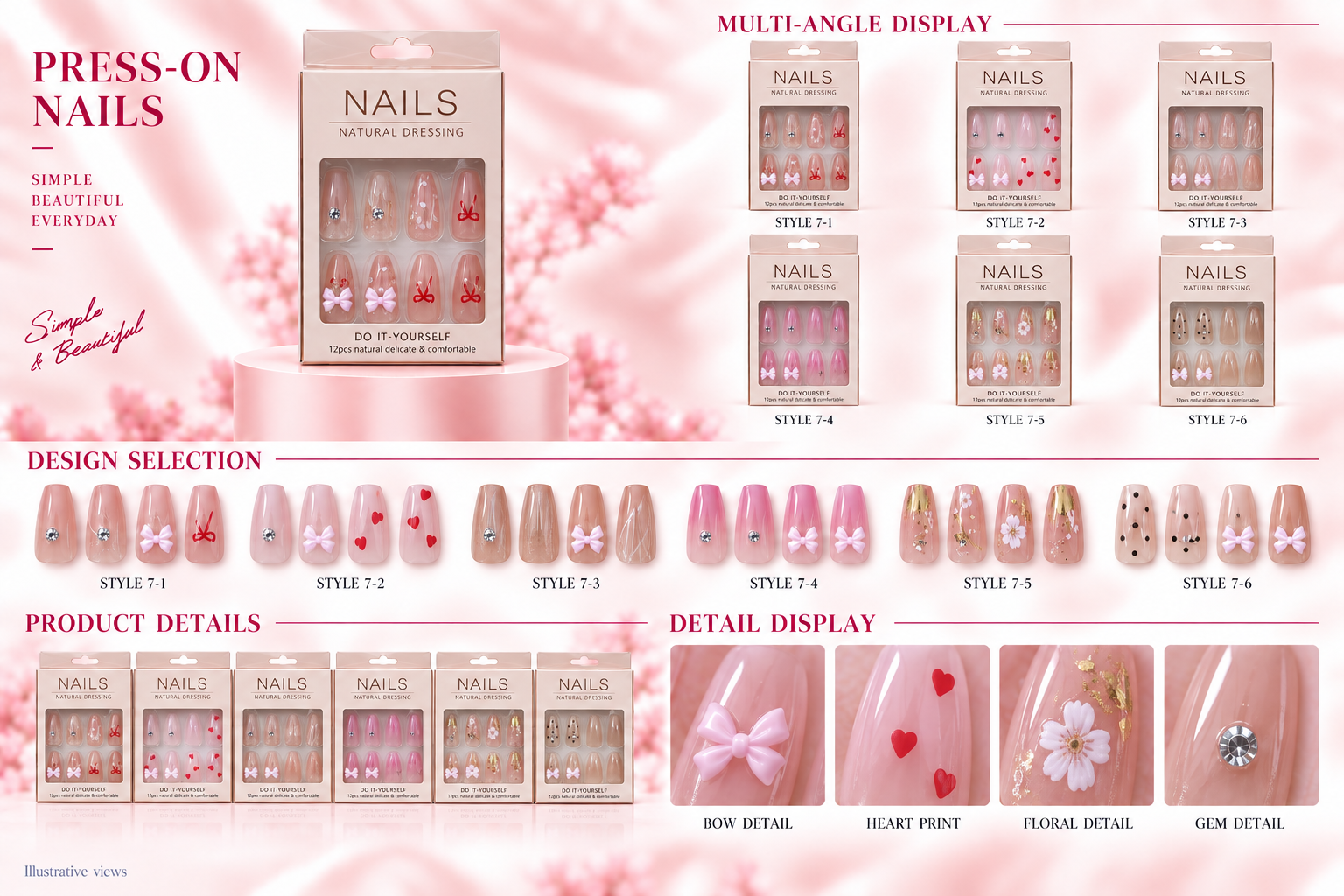 Floral Boxed Press-on Nails Assorted