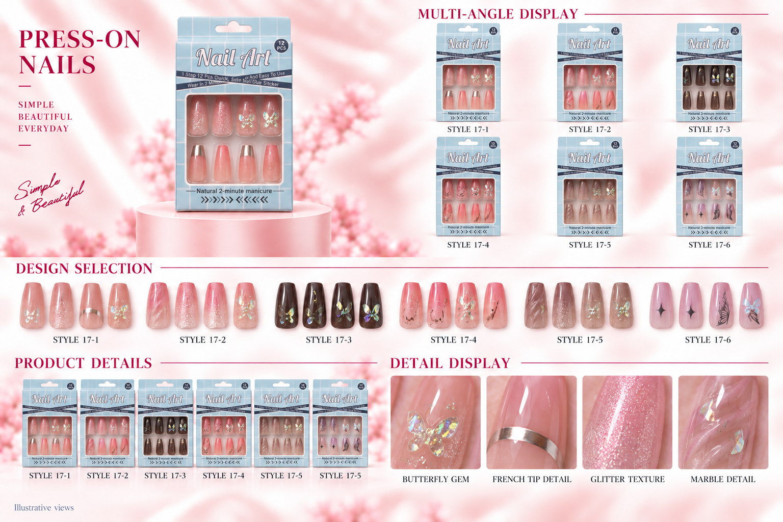 Elegant Boxed Press-on Nails Assorted
