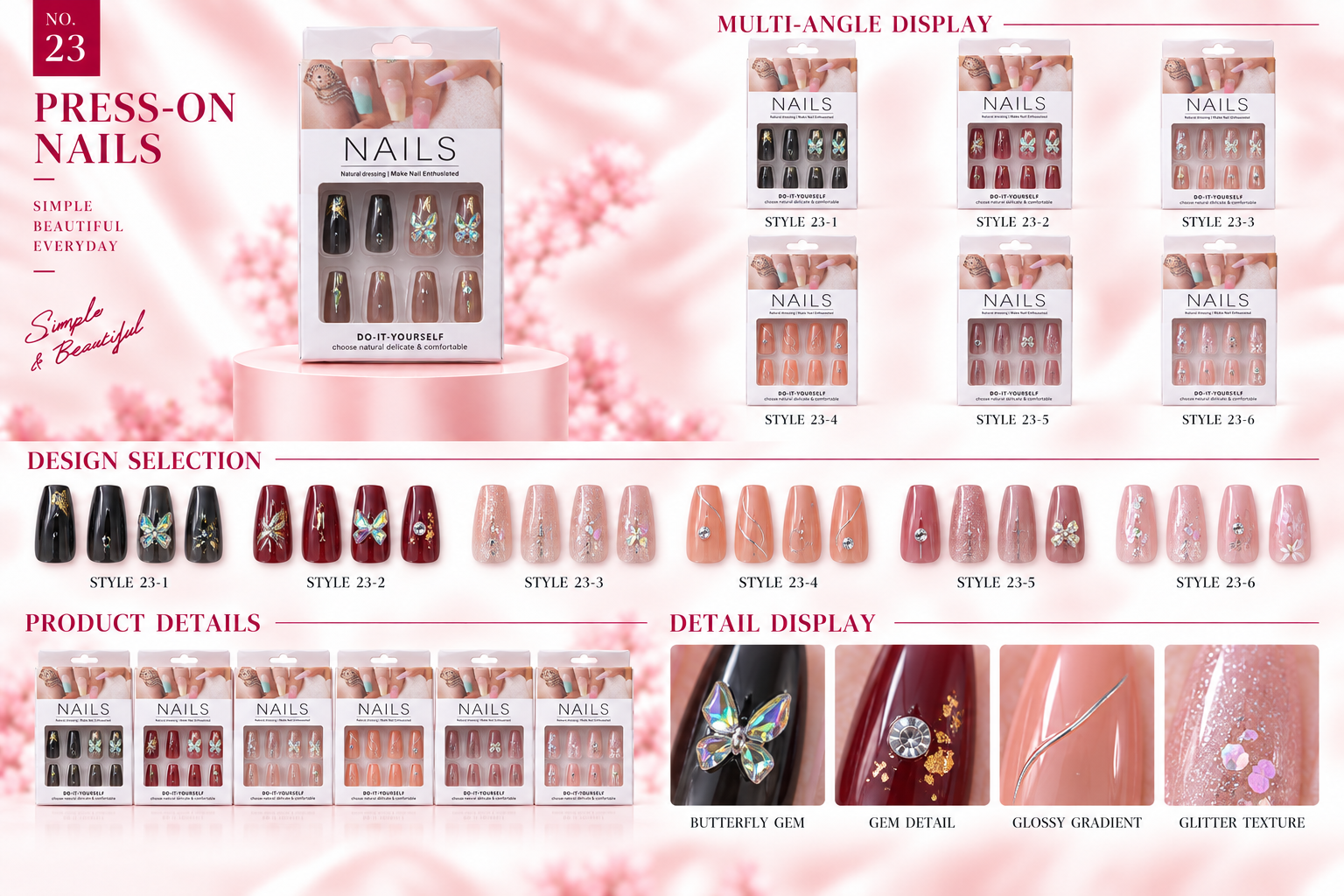 Display Boxed Press-on Nails Assorted
