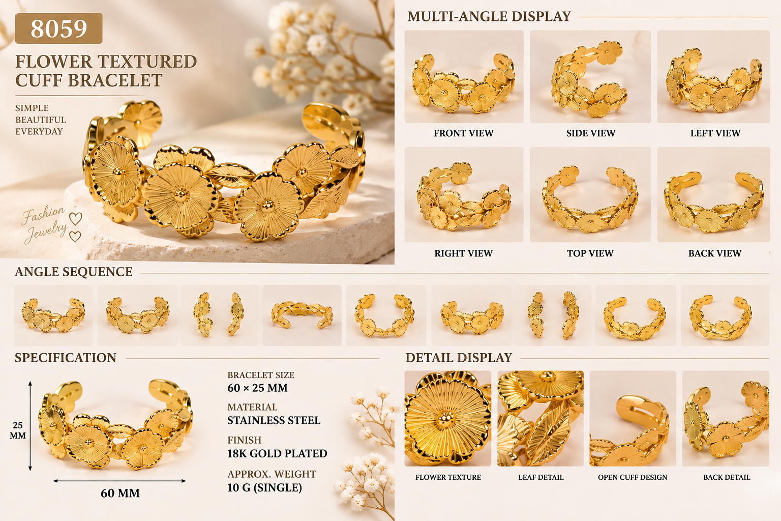 Fashion Open Cuff Bracelet - 3