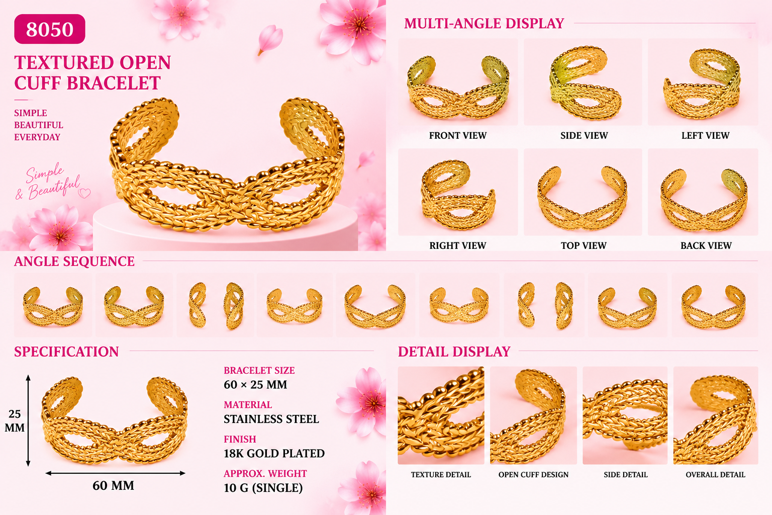 Fashion Open Cuff Bracelet - 4