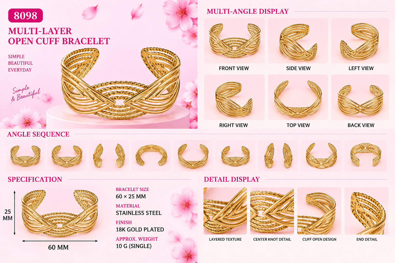 Fashion Open Cuff Bracelet - 5