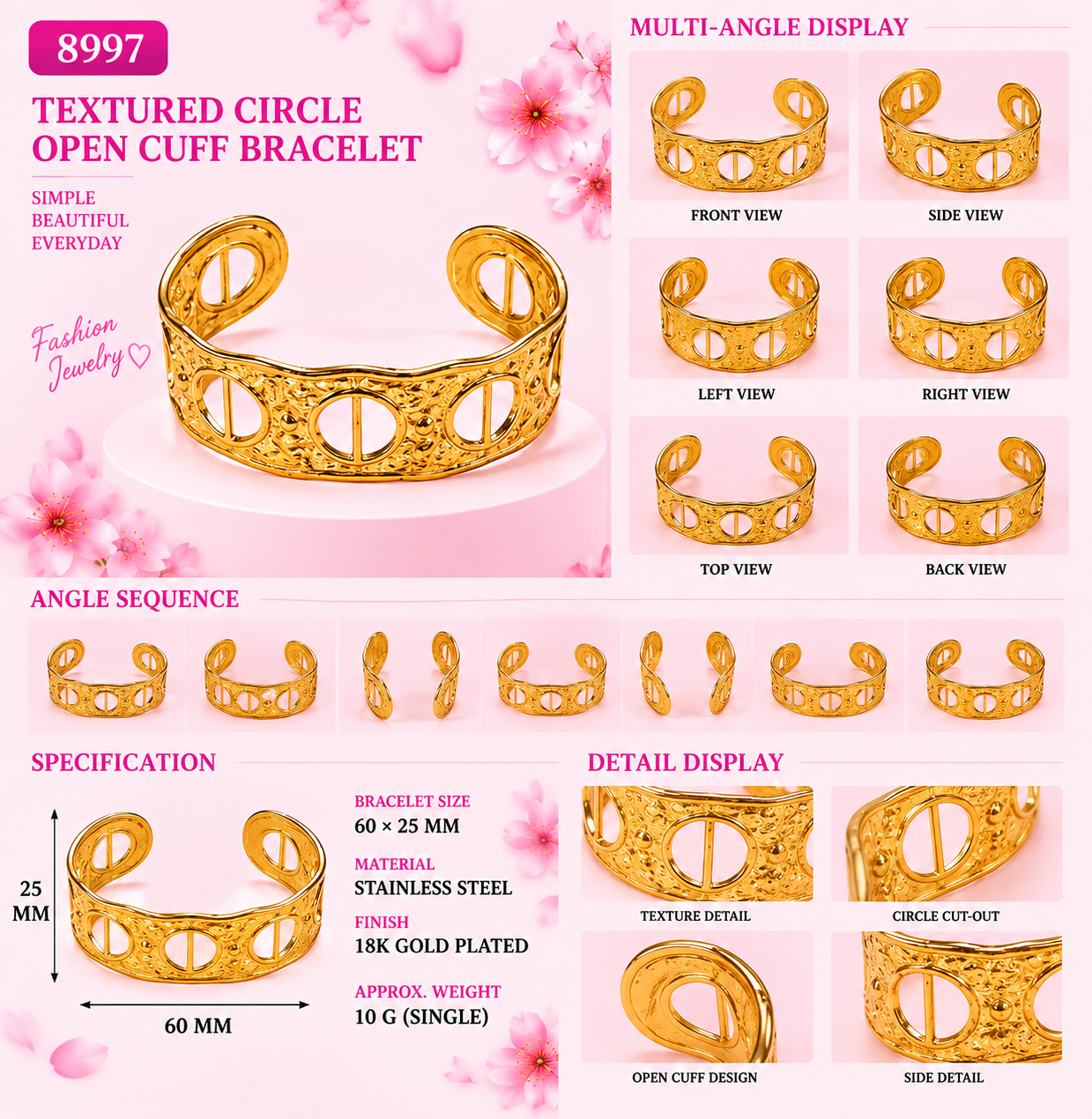 Fashion Open Cuff Bracelet - 7