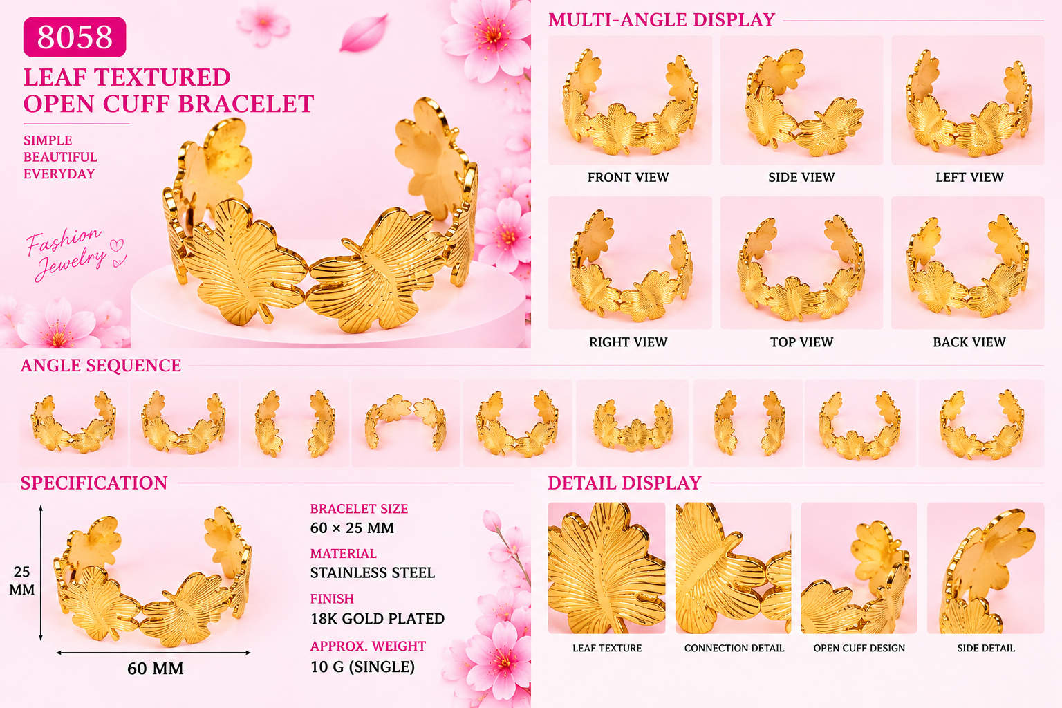Fashion Open Cuff Bracelet - 8