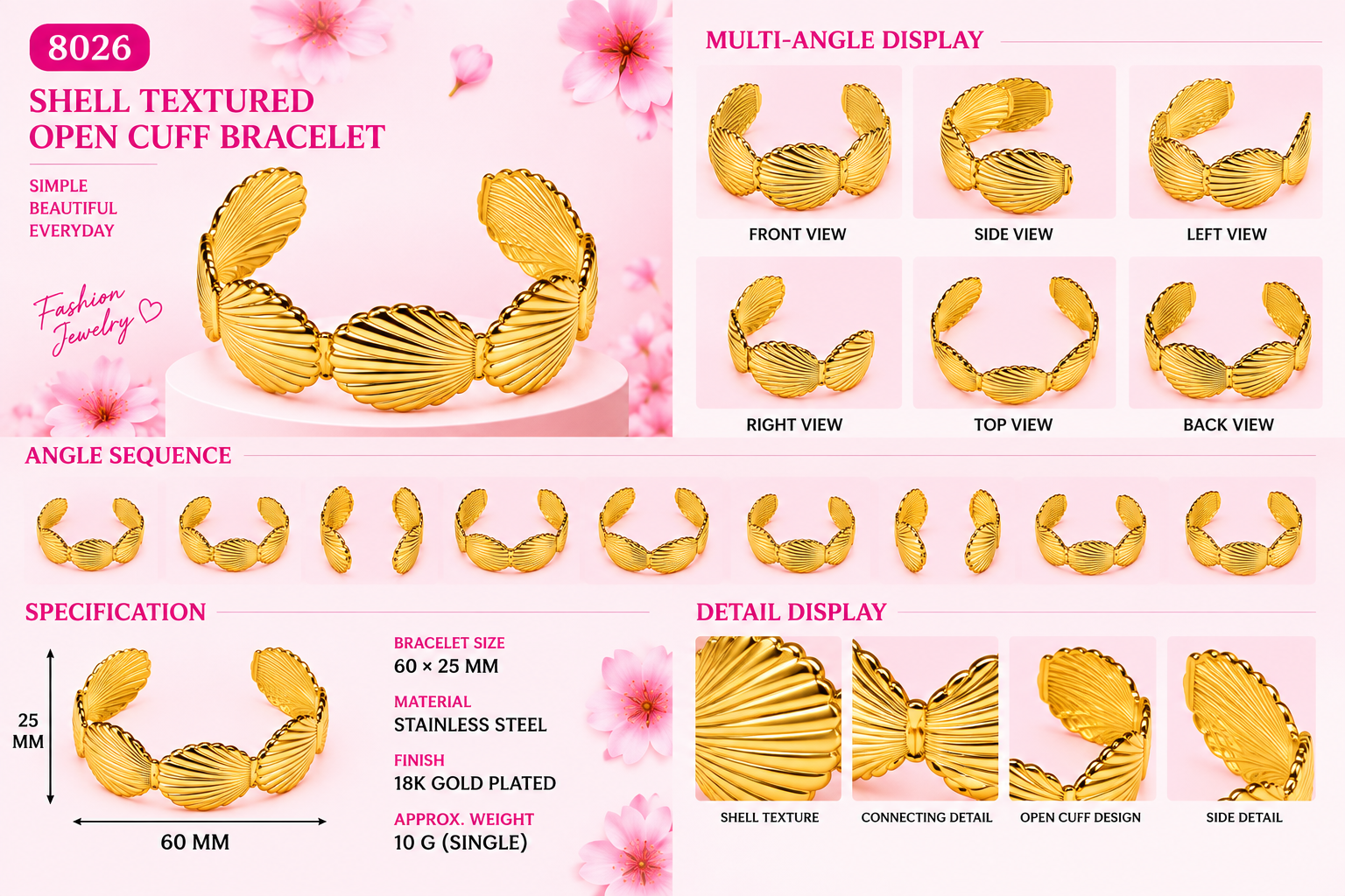 Fashion Open Cuff Bracelet - 9