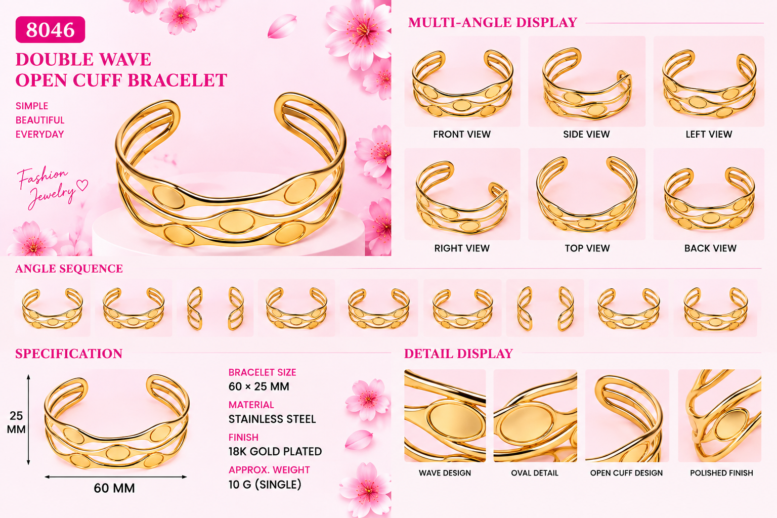 Fashion Open Cuff Bracelet - 11
