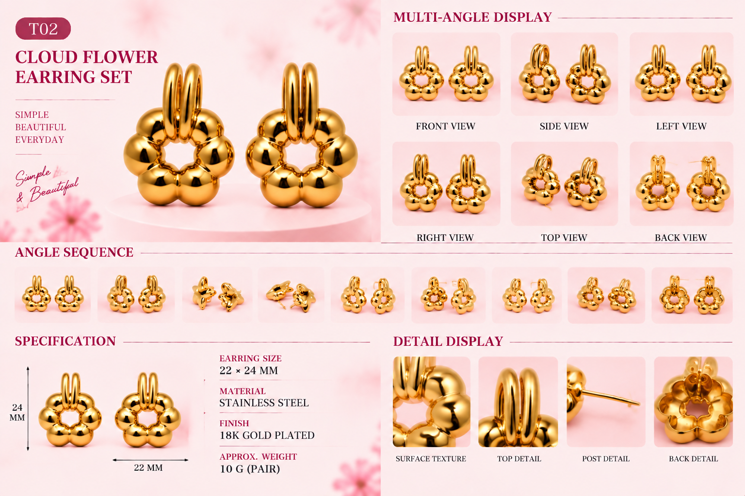 Studs and Earrings - Assorted Styles - 6