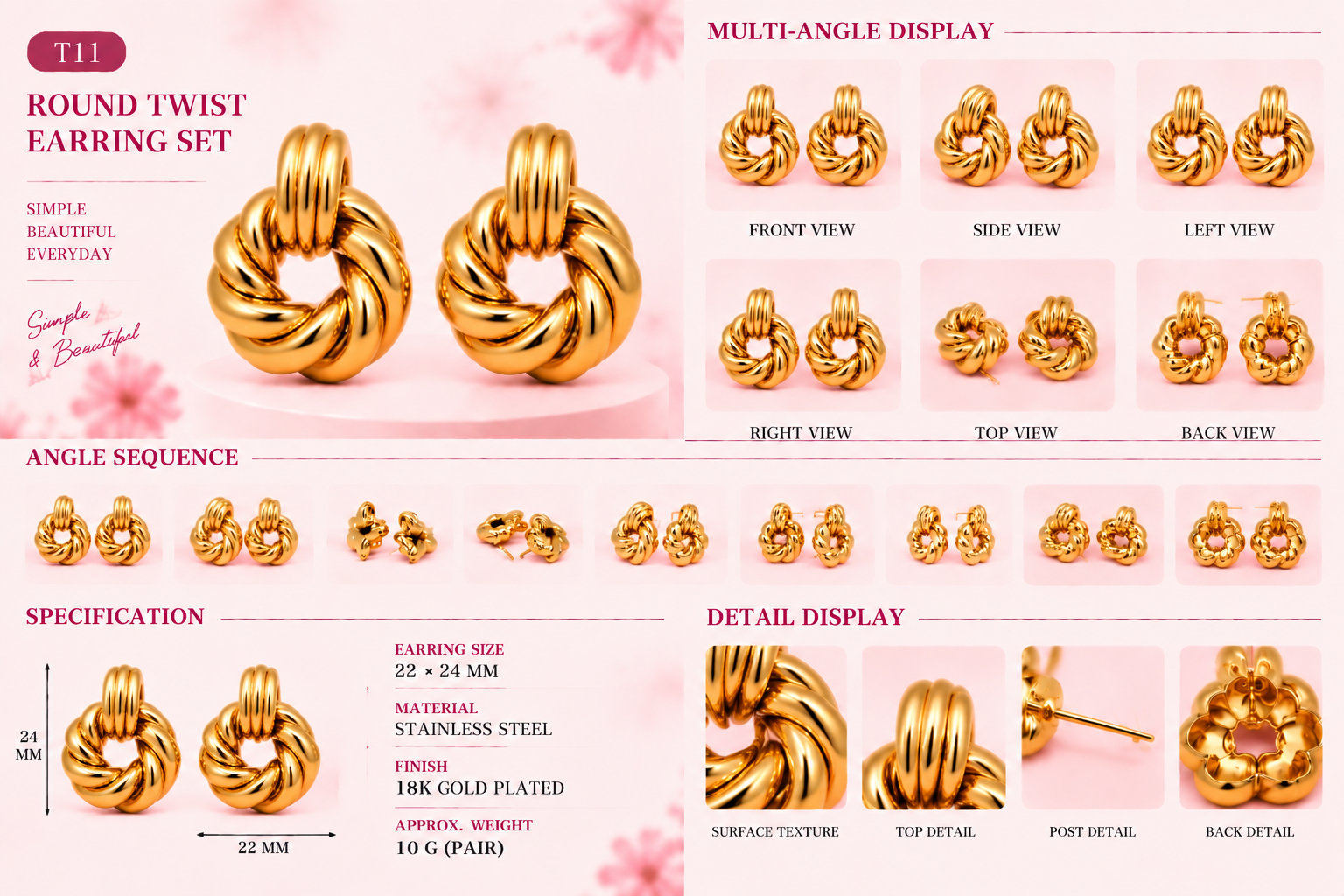 Studs and Earrings - Assorted Styles - 8