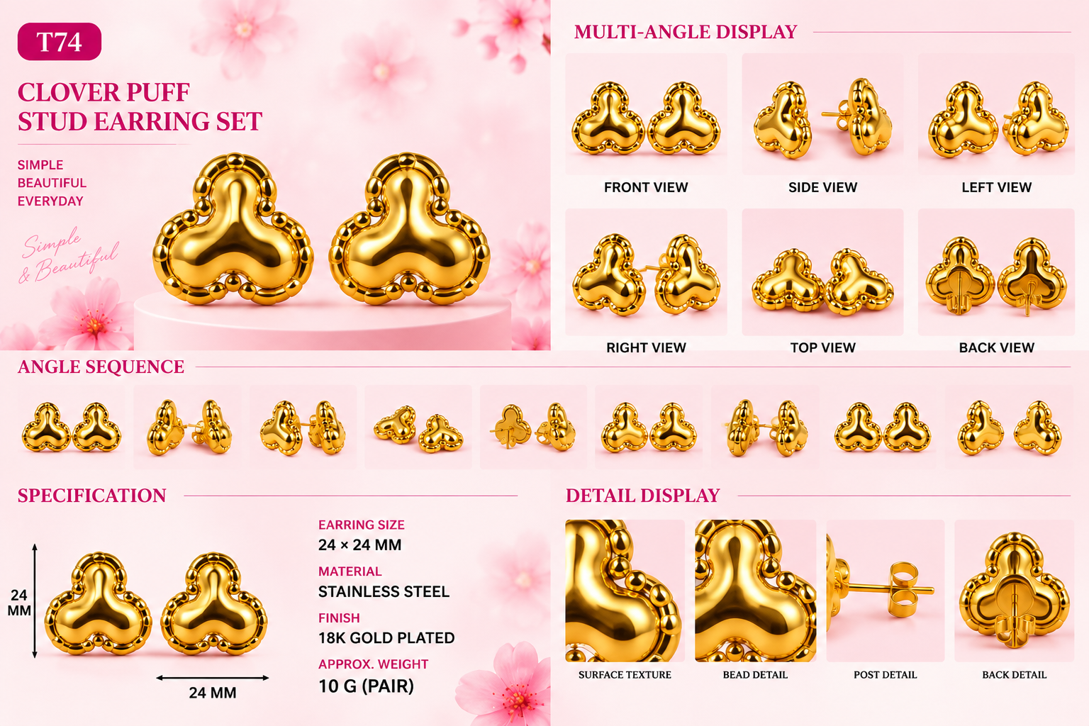 Studs and Earrings - Assorted Styles - 18